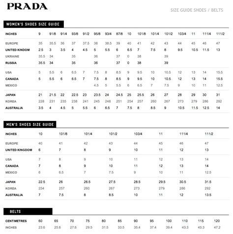 prada waist size chart.